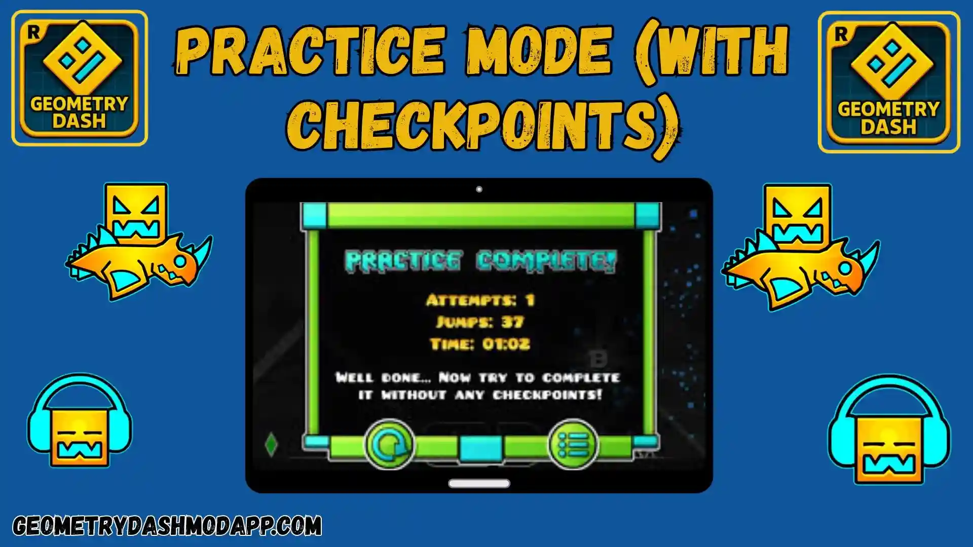 Geometry Dash Old Versions 2 Practice Mode with checkpoints in Geometry Dash