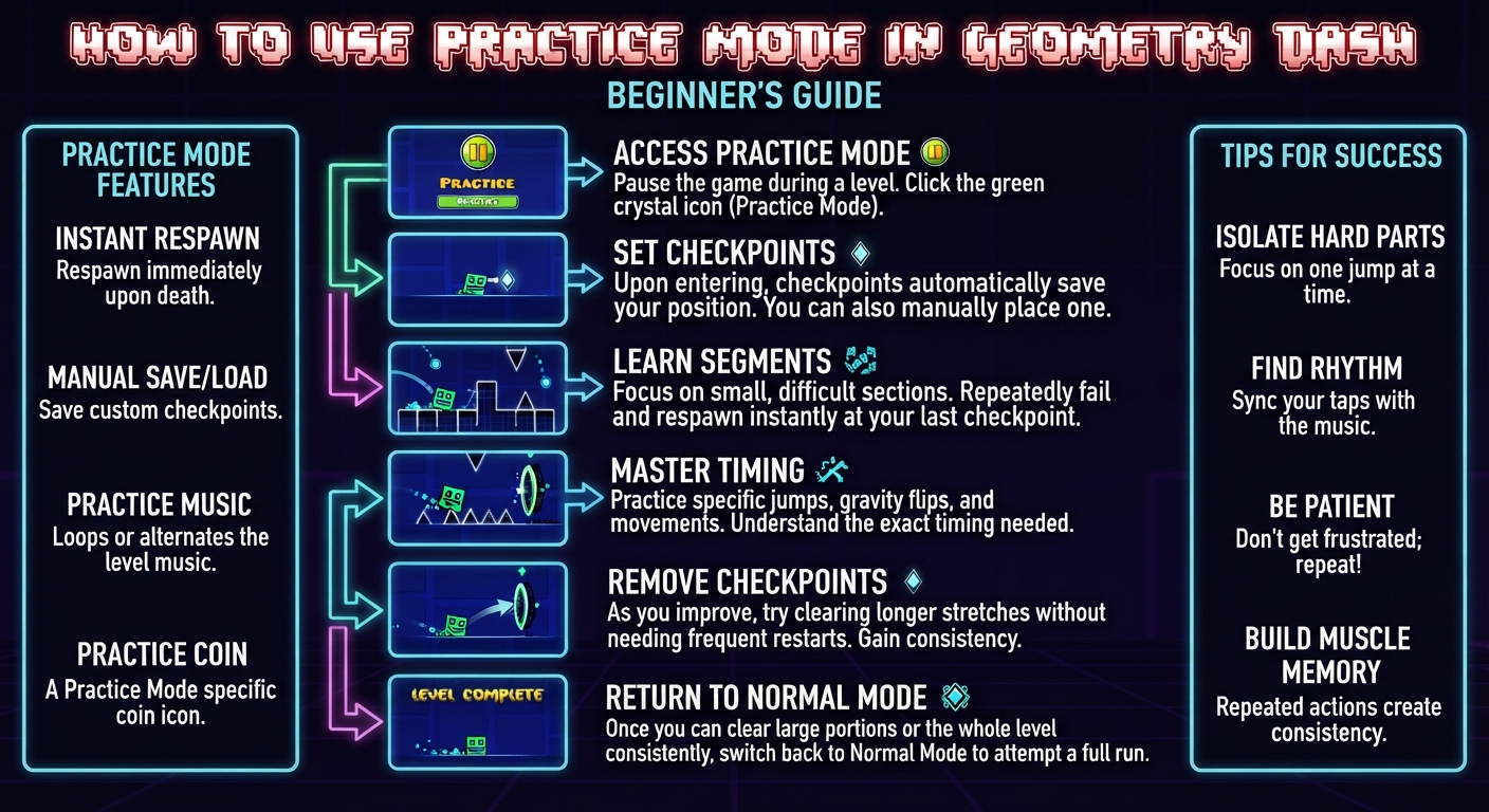 How to Use Practice Mode in Geometry Dash 1 How to Use Practice Mode in Geometry Dash 1
